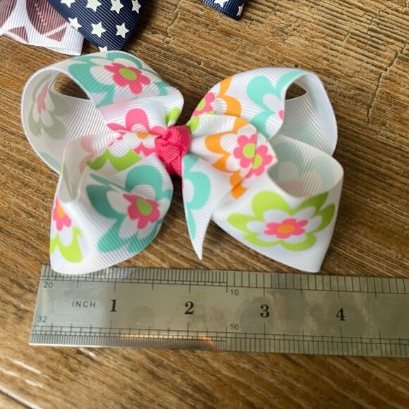 Handcrafted Large Boutique Style No-Slip Grippy Hair Bow Bundle Set of 10 - Picture 6 of 7